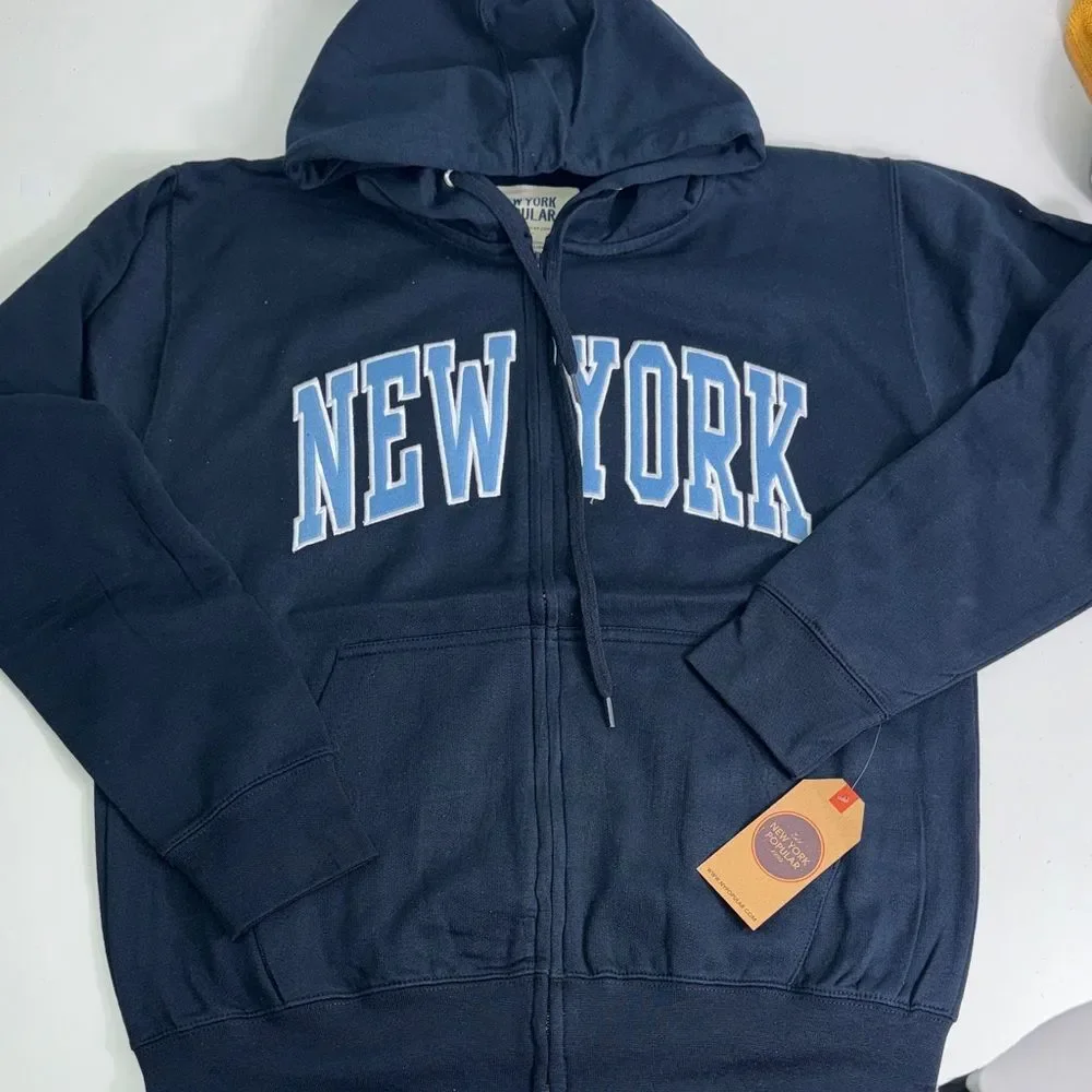 New York Zip-Up Hoodie Unisex Oversized Streetwear” Sz Large NWT